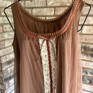 NOS 1960s Tosca Vintage Mocha Double Nylon 50s 60s Nightgown L Gown Oldstock